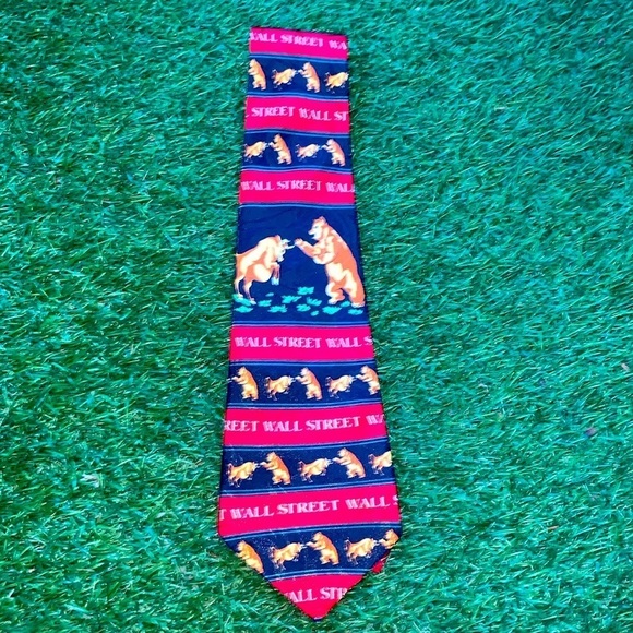 Steven Harris “Wall Street” Bull & Bear Tie Stock Broker Financial Advisor Gift - Picture 2 of 12
